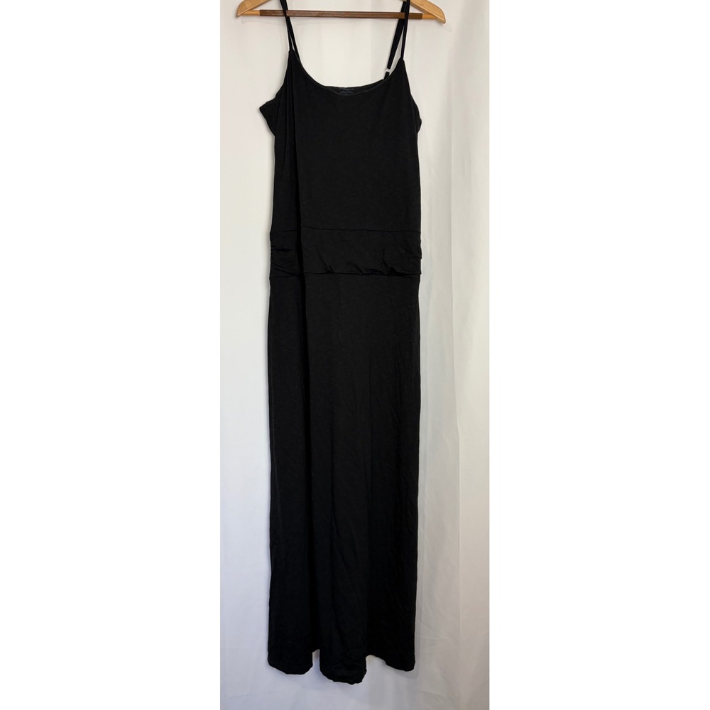 Toad&Co‎ Maxi Dress Black Organic Cotton Sleeveless Large Travel Minimalist